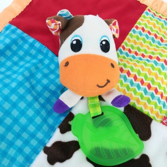 Infantino Cow Lovey Lovie Teether Leaf Security Blanket Blankie Satin Crinkle - Picture 2 of 9